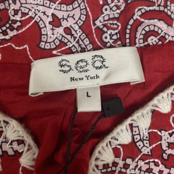 NWT Sea NY Theodora Paisley Quilted Cropped Jacket Red Size Large Long Sleeve - Picture 8 of 10